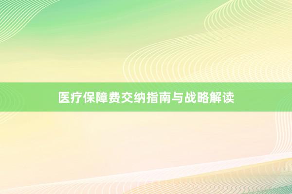 医疗保障费交纳指南与战略解读