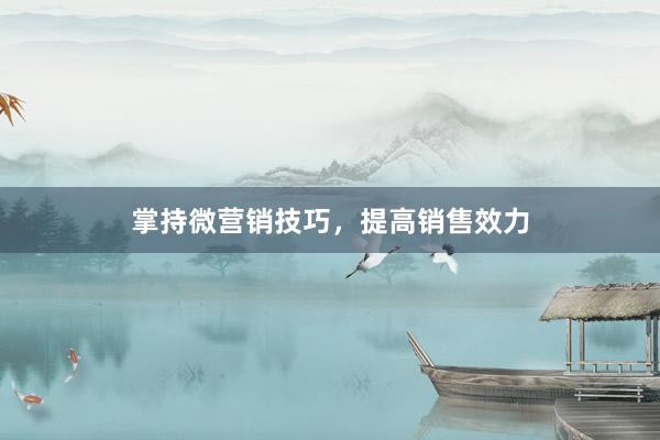 掌持微营销技巧，提高销售效力